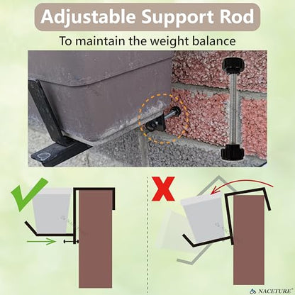 4 Pack Adjustable Window Box Brackets for Railing, Measure Before Ordering - color: Black 4 Pack