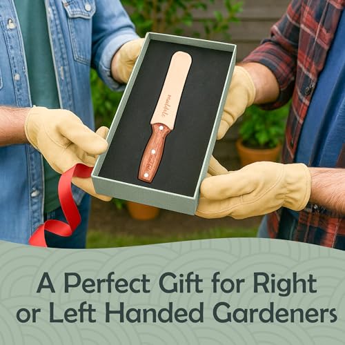 Muldale Garden Tool Sharpener - Dual Grit Titanium File with Leather Strop