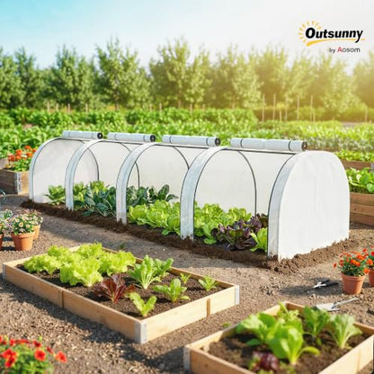 Outsunny 13' x 3' x 2.5' Mini Greenhouse Portable Tunnel Green House White - color: White, size: 13' x 3' x 2.5'