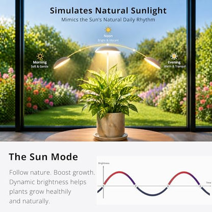 Smart LED Grow Light for Indoor Plants, Programmable Timer and Dim - color: White