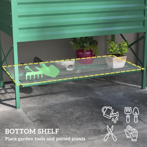 Outsunny Raised Garden Bed with Galvanized Steel Frame, Green - color: Green