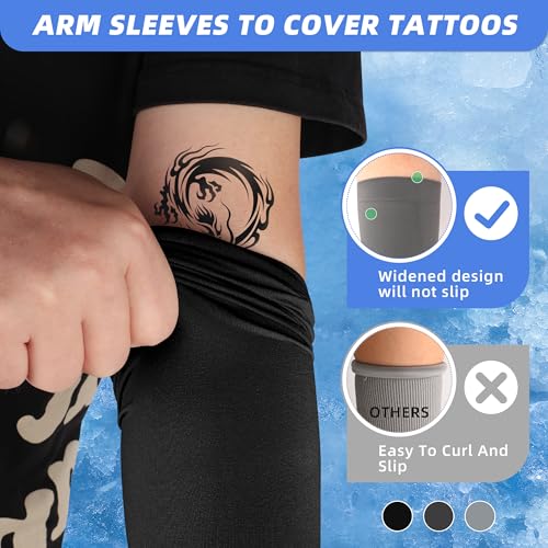 BHYTAKI UV Sun Protection Arm Sleeves, UPF 50 Sports Cooling Arm Compression Sleeves for Men Women Teenager - color: 1 Black+1 Dark Gray+1 Light Gray+1 White