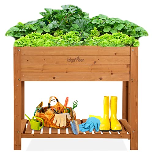 Raised Garden Bed Wood Planter Box Outdoor Wooden Elevated Planters Raised Beds with Legs for Vegetable Flower Herb, 39.37"x15.75"x33"H, Standing Gardening Box with Liner for Backyard, Patio, Deck - size: 39.37"x15.75"x33"H