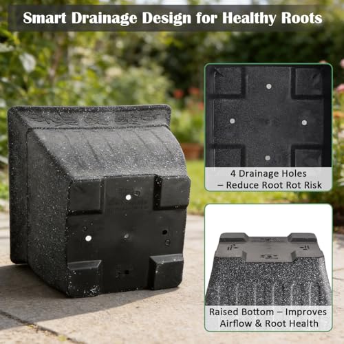 BTPLASTIK 4-Pack 18 Inch Large Outdoor Planters, Stone-Like Finish, Gray - color: Gray, size: 4P-18 INCH