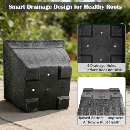 BTPLASTIK 4-Pack 18 Inch Large Outdoor Planters, Stone-Like Finish, Gray - color: Gray, size: 4P-18 INCH