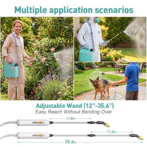 Battery Powered Garden Sprayer 1.8 Gallon, Lightweight 3 Nozzles,5 Patterns