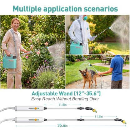 Battery Powered Garden Sprayer 1.8 Gallon, Lightweight 3 Nozzles,5 Patterns