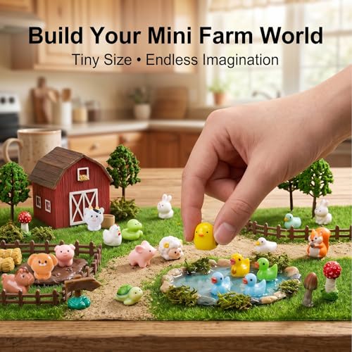 Zerobe 40Pcs Mini Farm Animal Figurines: Resin Fairy Garden Accessories - color: Farm