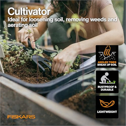 Fiskars 4-Piece Tool Set, Pruning Shears, Trowel, Cultivator & L/XL Gloves - style: Houseplant Starter Gift Set