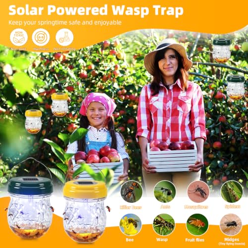 4 Pack Solar Wasp Traps Outdoor Hanging, Bee Traps for Outside