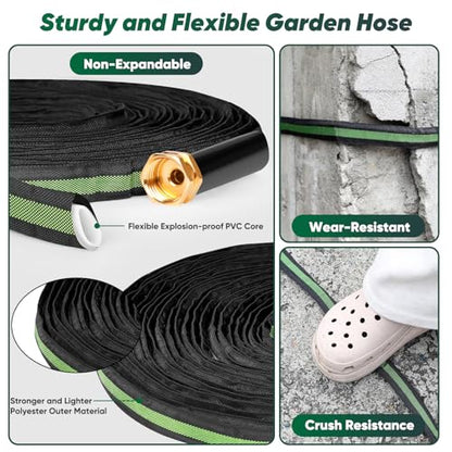 CXEZSIK Garden Hose 50ft Lightweight Non-Expanding No-Knot (Black Green) - color: Black Green, size: 50FT