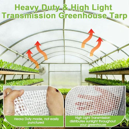 16 Mil Clear Plastic Tarps Heavy Duty Waterproof 8x10 FT,Green House Plastic Covering Sheeting,UV Resistant Greenhouse Cover Clear Tarp with Grommets for Garden,Farms,Nursery,Chicken Coop Winter Wrap - size: 8FT x 10FT 16Mil