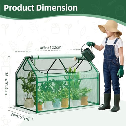 Superlele 4x2x3FT Mini Greenhouse with 2 Large Zipper Doors for Outdoor - style: (Green)-4x2x3Ft