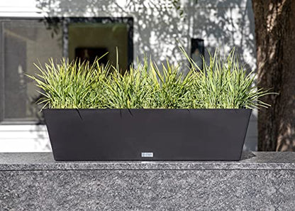 Veradek Pure Series Window Box Planter - Tapered Outdoor Planter - color: Black, size: 36 inch - 2 Pack