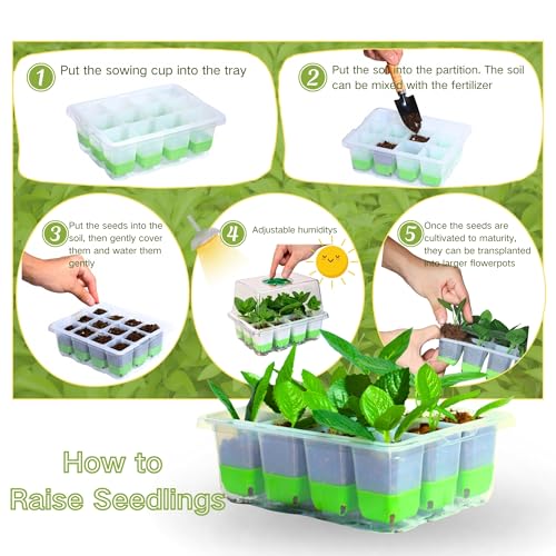 5 Pack 60-Cell Silicone Seed Starter Trays with Humidity Dome - size: 5-Pack,with Humidity Dome