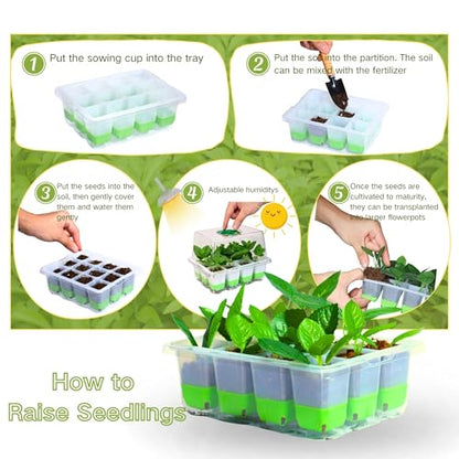 5 Pack 60-Cell Silicone Seed Starter Trays with Humidity Dome - size: 5-Pack,with Humidity Dome