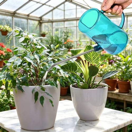 Hand Plastic Watering Can - with Long Spout - 1/4 Gallon - 34 Oz - Blue - color: Blue