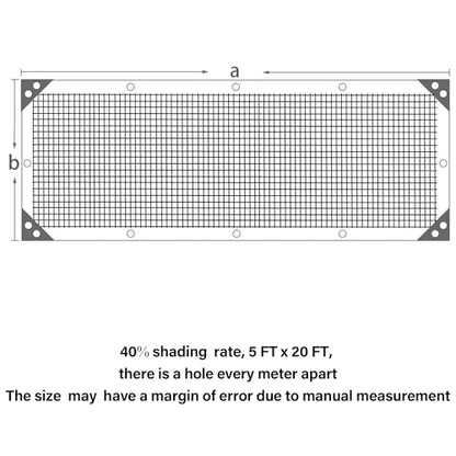 winemana 5x20 FT Black Shade Cloth, Mesh Tarp for Garden Greenhouse Patio - size: 40%-5 FT x 20 FT