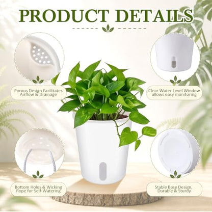 Ziliny 20 Pcs 4.92 Inch Self Watering Planters with Water Indicator - size: 4.92 Inch