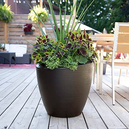Mayne 8879-ES Modesto 20in Round Patio Planter, Espresso - color: Espresso, size: 20 Inch
