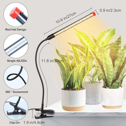 3Pack Full Spectrum Clip Grow Lights for Indoor Plants - size: Clip-1Head-9W(3Pack)