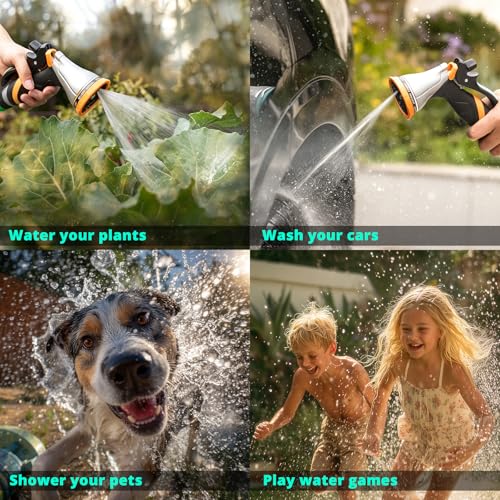 QUOBAS Metal Garden Hose Nozzle, Heavy Duty Water Hose Sprayer, Leak Proof - color: Orange