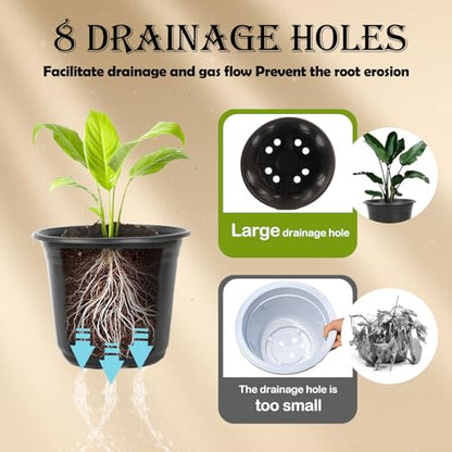 100 Packs 6 Inch Nursery Pots, Plastic Nursery Pots with Drainage - size: 6 Inch