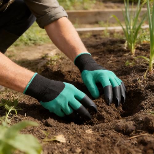 Gardening Gloves with Claw,Planting Waterproof Gardening Gloves,for Digging in The Garden, - color: Purple