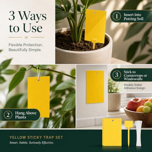 Qualirey 300 Pcs 6 x 8 in Yellow Sticky Traps for Gnats Plant Insect Trap - color: Yellow