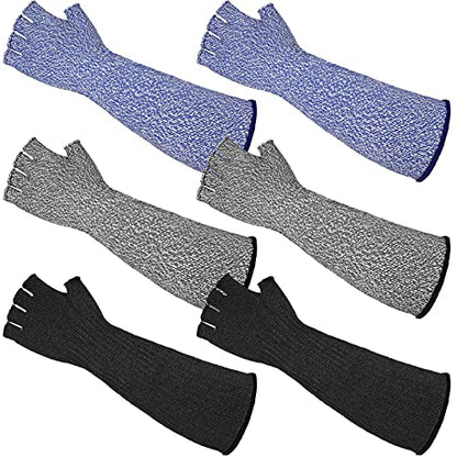 JenPen 3 Pairs Arm Sleeves Cut Resistant Level 5 - color: Black, Gray, Blue, size: Medium