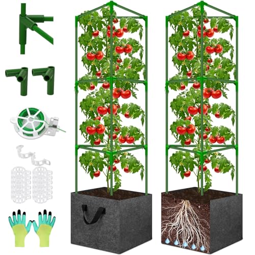 Tomato Cages for Garden with Grow Bags, 2 Pack Tomato Cage Trellis - size: 2-Pack with Bags