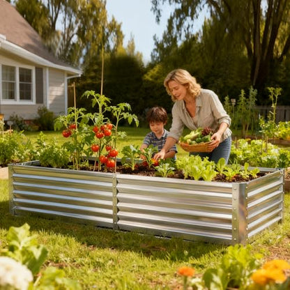 DUMOS Galvanized Raised Garden Bed with Cover, Clear, 6x3x2ft - color: Silver (Transparent Cover), size: 6×3×2ft
