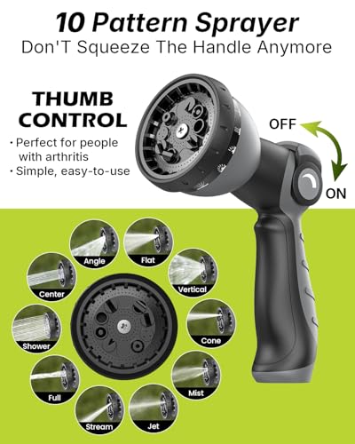 Garden Hose, 50FT Ultra Lightweight Water Hose with Spray Nozzle - size: 50FT HDPE