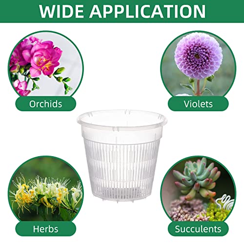 Orchid Pot 4 inch Orchid Pots with Holes 12 Pcs Clear Plastic Orchid Pots Slotted for Repotting Clear Nursery Net Plastic Flower Plant Pot Indoor Outdoor (4.3inch, 12pcs) - size: 4.3 Inch