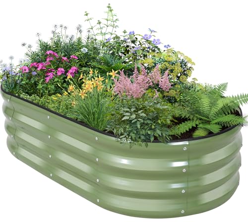 Galvanized Raised Garden Bed Outdoor, 4x2x1ft, Olive Green - color: Olive Green, size: 4×2×1ft (1 Pack)