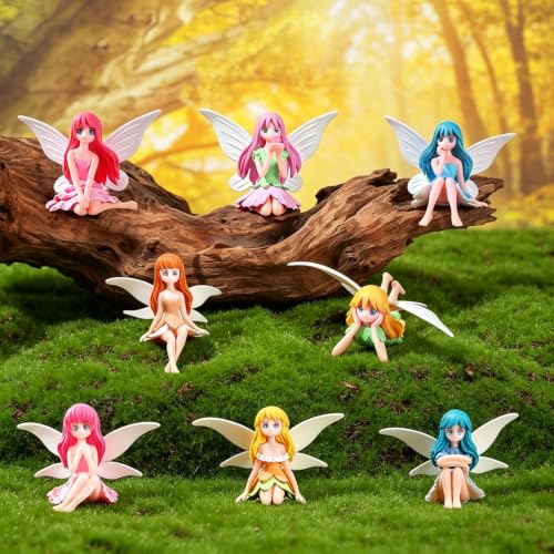 8 Pcs Mini Fairy Garden Fairies Figurines Fairy Garden Accessories Outdoor - color: Fairy Accessories