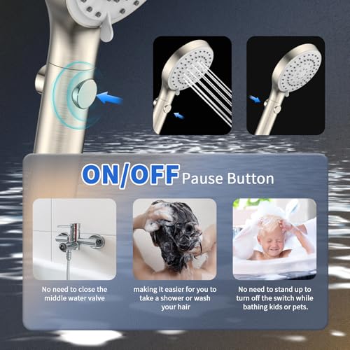 FASDUNT High Pressure Handheld Shower Head with Hose, Brushed Nickel - color: Brushed Nickel, style: 6 Spray-Settings