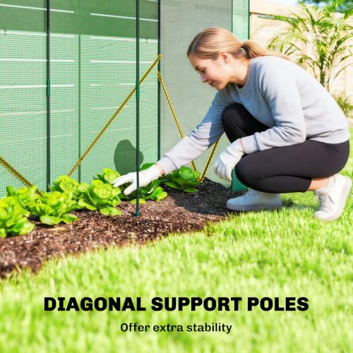 Outsunny Mini Greenhouse Portable Roll-Up Door 78.7" x 29.5" x 74" Green - color: Green