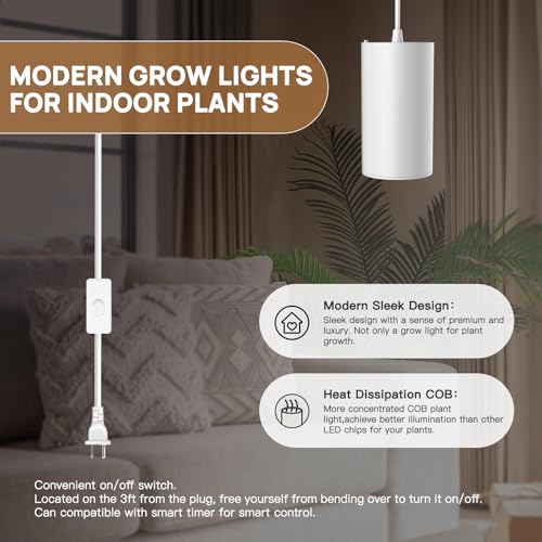 STERREN LED Grow Light, Plug in Plant Lights for Indoor Growing - color: White