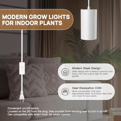 STERREN LED Grow Light, Plug in Plant Lights for Indoor Growing - color: White