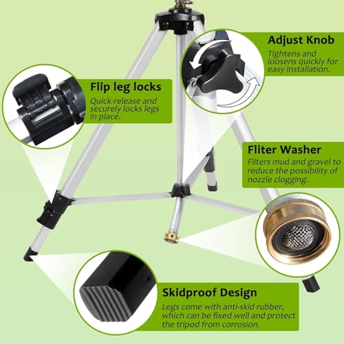 Heavy Duty Impact Sprinkler on Tripod Base,2 Pack 50 Inch Tripod Sprinkler - size: 50in-2pack