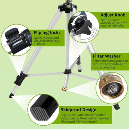 Heavy Duty Impact Sprinkler on Tripod Base,2 Pack 50 Inch Tripod Sprinkler - size: 50in-2pack