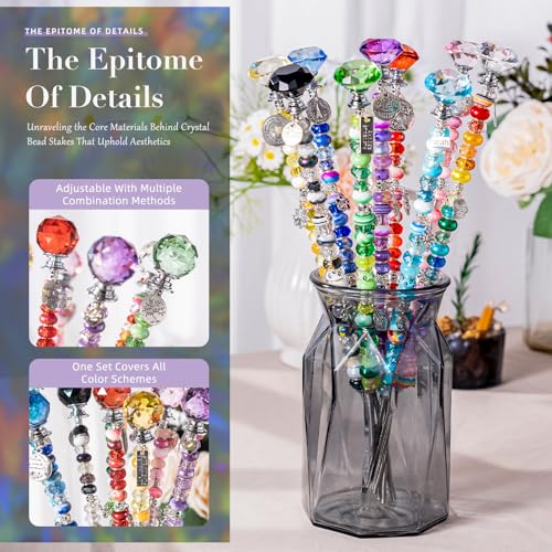 513Pcs DIY Beaded Garden Stakes, Fairy Wand Kit with 18 Threaded Rod - color: colorful