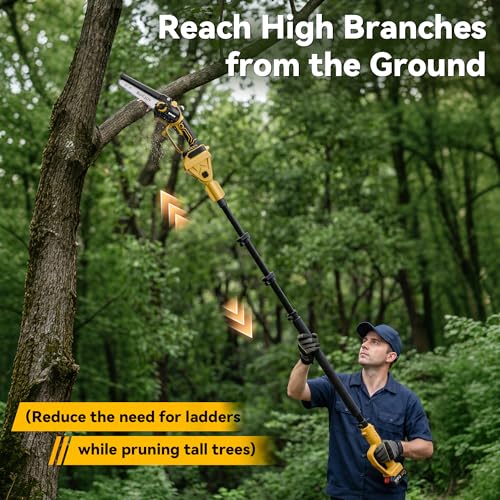 BUYJOY 4-in-1 Electric Pruning Shears & 6 Inch Pole Saw Combo - color: Yellow
