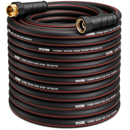 Heavy Duty Garden Hose 100ft, NON-EXPANDABLE Flexible Water Hose, Kink Resistant Lightweight Hybrid Hose, Leakproof Hose Male to Female Fittings - color: Black+Red, size: 100ft