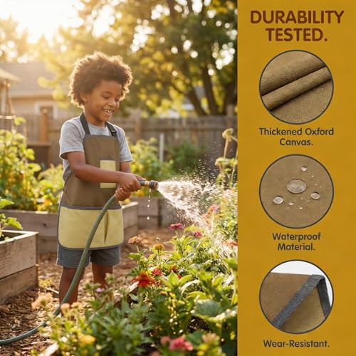 Kids Gardening Apron Tool Bag Waterproof Oxford Canvas Storage