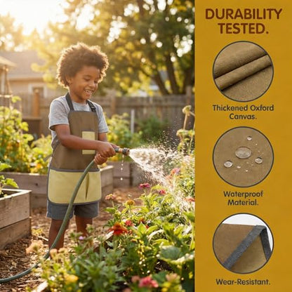 Kids Gardening Apron Tool Bag Waterproof Oxford Canvas Storage