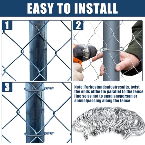 Hicarer 200 Pcs 2-3/8''OD Twist Fence Ties 9 Gauge Galvanized Steel, Silver - color: Silver, size: 2-3/8‘’ OD