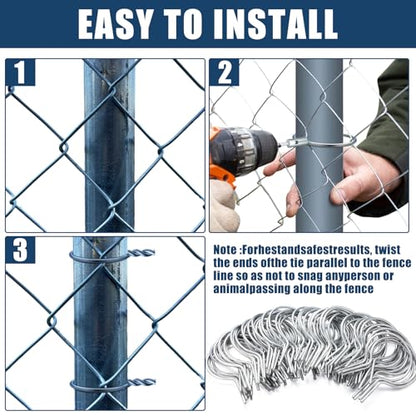 Hicarer 200 Pcs 2-3/8''OD Twist Fence Ties 9 Gauge Galvanized Steel, Silver - color: Silver, size: 2-3/8‘’ OD