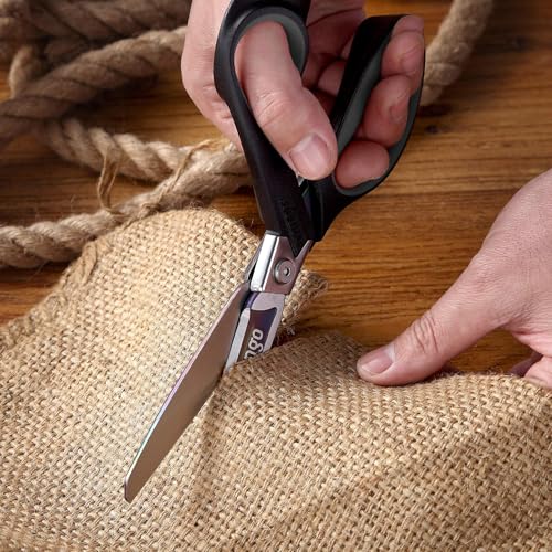 LIVINGO 9" Heavy Duty all Purpose Stainless Steel Scissors, (Grey/Black) - color: Grey